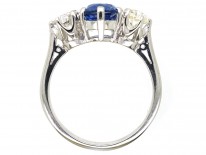 18ct White Gold, Sapphire & Diamond Three Stone Ring