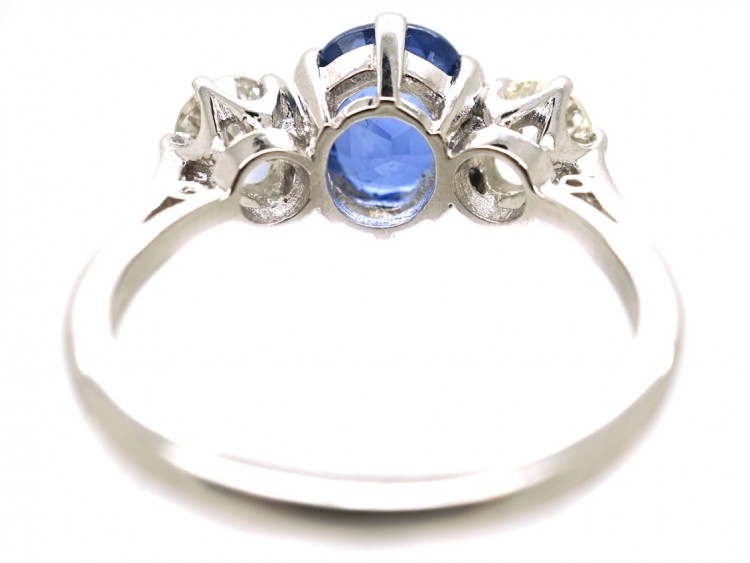 18ct White Gold, Sapphire & Diamond Three Stone Ring