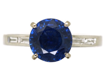 18ct White Gold Two Carat Sapphire & Diamond Ring
