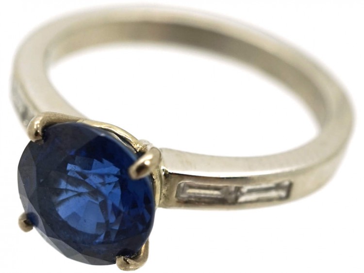 18ct White Gold Two Carat Sapphire & Diamond Ring