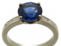 18ct White Gold Two Carat Sapphire & Diamond Ring