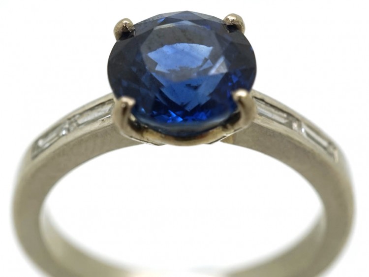 18ct White Gold Two Carat Sapphire & Diamond Ring