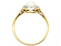 Edwardian 18ct Gold Opal & Rose Diamond Oval Cluster Ring