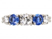 18ct White Gold, Sapphire & Diamond Five Stone Ring