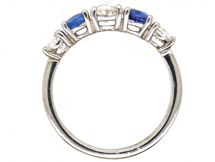 18ct White Gold, Sapphire & Diamond Five Stone Ring