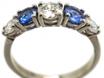 18ct White Gold, Sapphire & Diamond Five Stone Ring