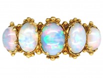 Regency 15ct Gold & Opal Five Stone Ring