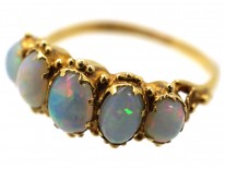 Regency 15ct Gold & Opal Five Stone Ring