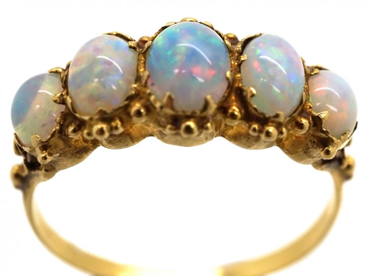 Regency 15ct Gold & Opal Five Stone Ring