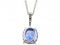 Ceylon Sapphire & Diamond Pendant on 18ct White Gold Chain