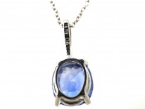 Ceylon Sapphire & Diamond Pendant on 18ct White Gold Chain