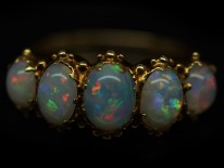 Regency 15ct Gold & Opal Five Stone Ring