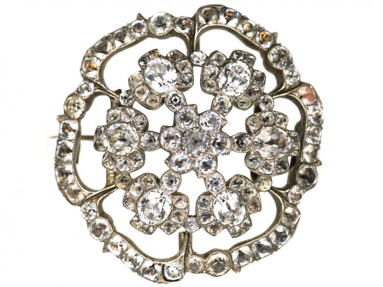 Georgian Silver & Paste Flower Brooch