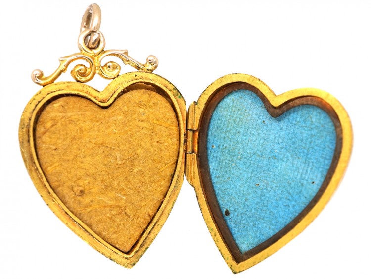 Edwardian 9ct Back & Front & Split Pearls Heart Locket with Lily of the Valley Motif