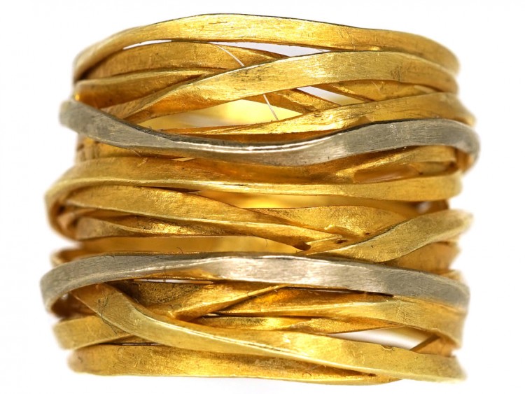 Wide 18ct Gold Coiled Spagetti Ring