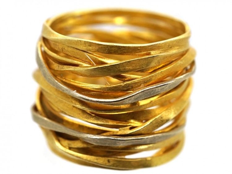 Wide 18ct Gold Coiled Spagetti Ring