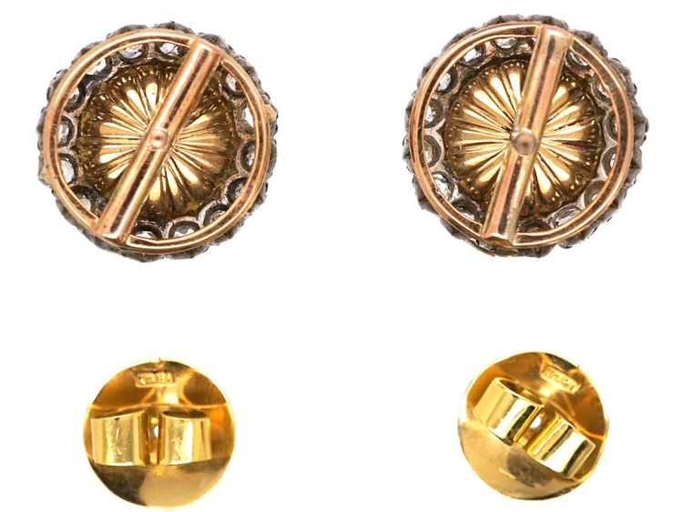 Edwardian Large 18ct Gold Pearl & Diamond Cluster Earrings