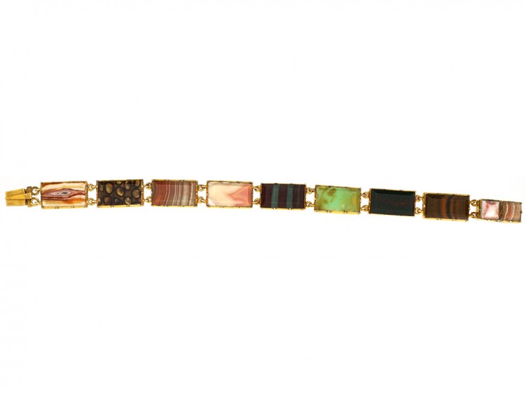Georgian 15ct Gold & Sample Agate Bracelet