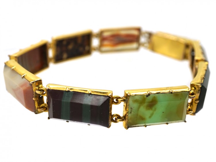 Georgian 15ct Gold & Sample Agate Bracelet