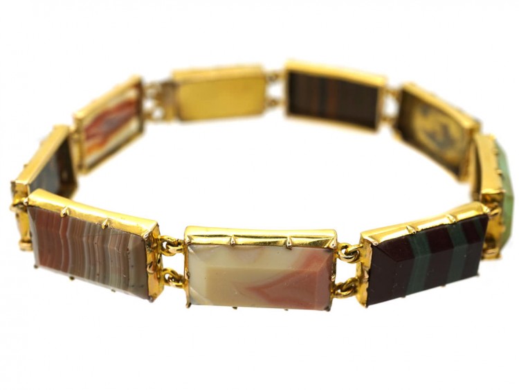 Georgian 15ct Gold & Sample Agate Bracelet
