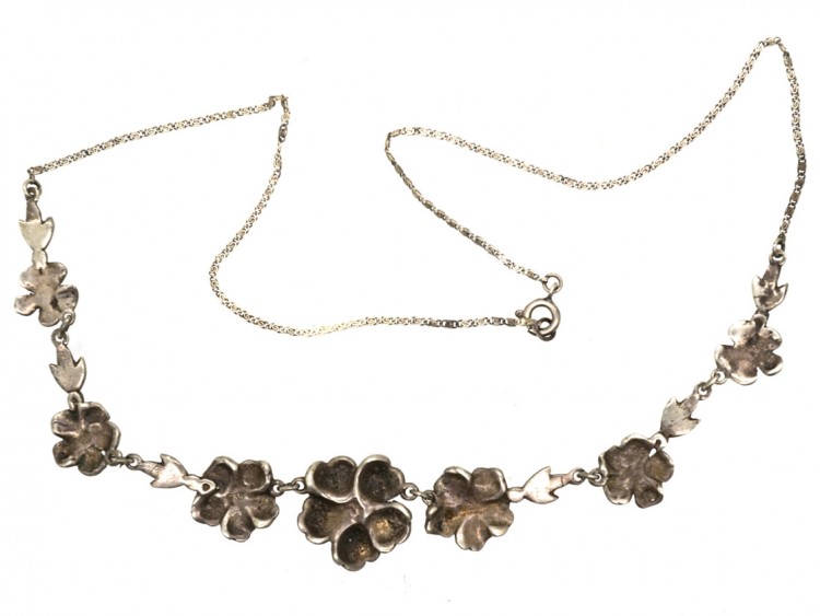 Silver & Marcasite Flowers Necklace