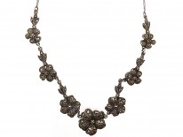 Silver & Marcasite Flowers Necklace