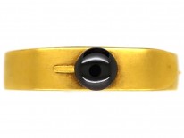 Victorian 18ct Gold Buckle Design Bangle Set With a Cabochon Garnet