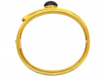 Victorian 18ct Gold Buckle Design Bangle Set With a Cabochon Garnet