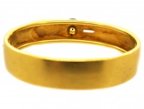 Victorian 18ct Gold Buckle Design Bangle Set With a Cabochon Garnet