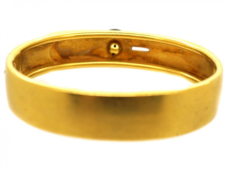 Victorian 18ct Gold Buckle Design Bangle Set With a Cabochon Garnet