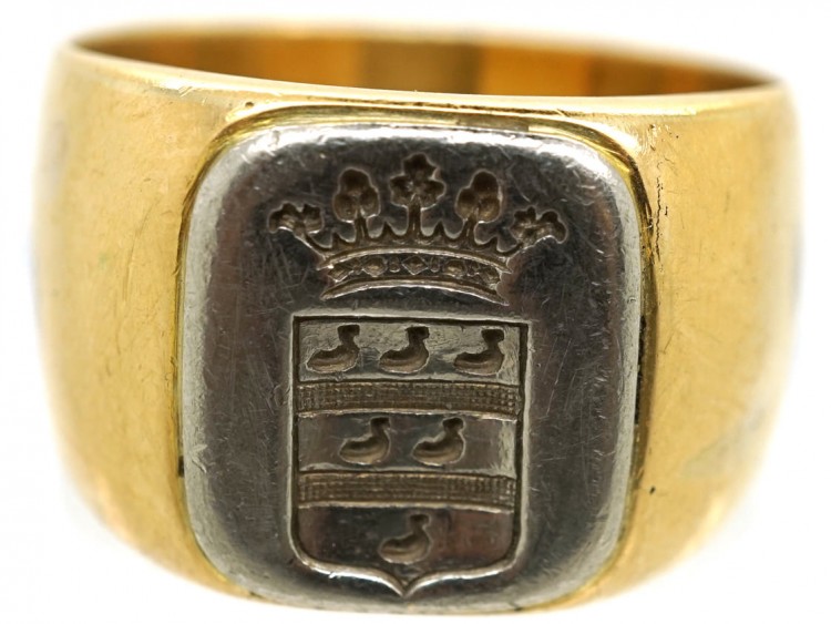 French Platinum & 18ct Gold Signet Ring