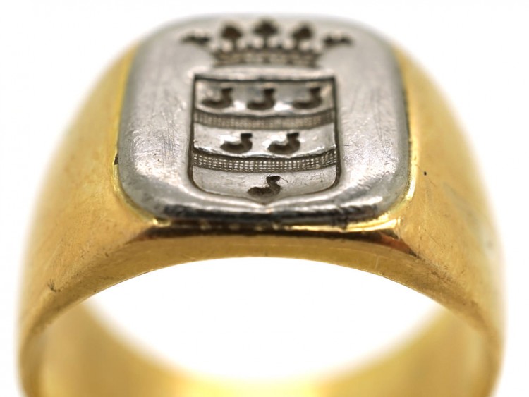 French Platinum & 18ct Gold Signet Ring
