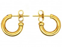 18ct Gold & Ruby Hoop Earrings