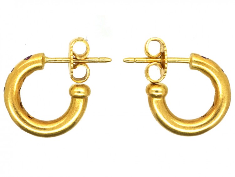 18ct Gold & Ruby Hoop Earrings