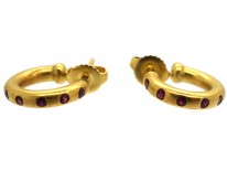18ct Gold & Ruby Hoop Earrings