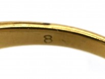 Victorian 18ct Gold, Emerald & Diamond Five Stone Carved Half Hoop Ring