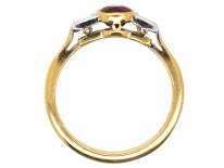 18ct Gold, Diamond & Ruby Three Stone Ring