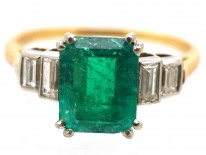 Art Deco Emerald & Diamond Ring