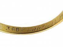 Victorian 18ct Gold, Emerald & Diamond Five Stone Carved Half Hoop Ring