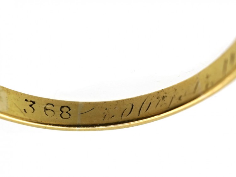 Victorian 18ct Gold, Emerald & Diamond Five Stone Carved Half Hoop Ring