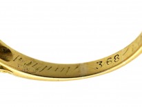 Victorian 18ct Gold, Emerald & Diamond Five Stone Carved Half Hoop Ring