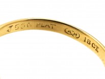 Art Deco 18ct Gold, Platinum & Emerald & Diamond Rectangular Ring