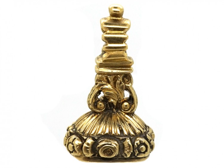 Georgian Tiny 15ct Gold Seal with Amethyst Base with Monogram
