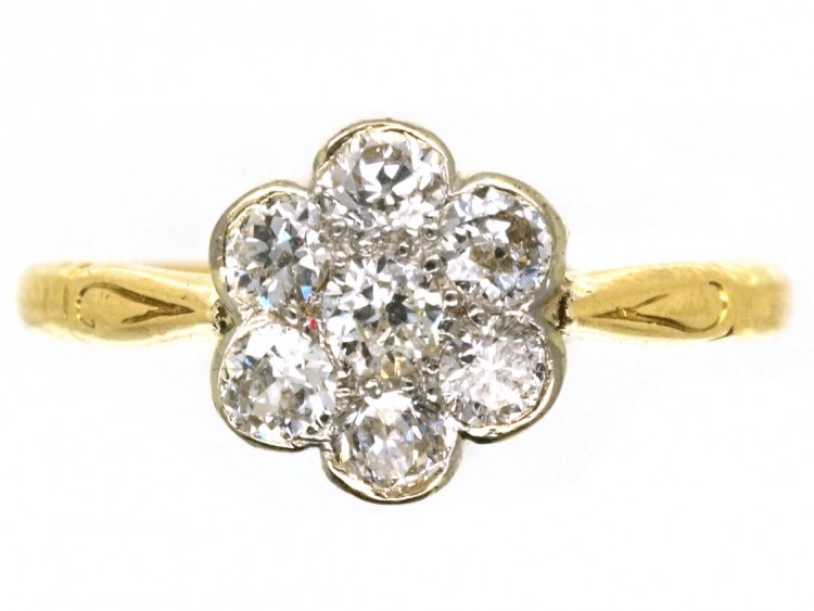 Edwardian 18ct Gold & Platinum, Diamond Cluster Ring