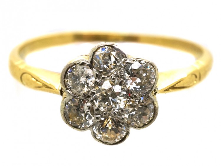 Edwardian 18ct Gold & Platinum, Diamond Cluster Ring