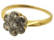 Edwardian 18ct Gold & Platinum, Diamond Cluster Ring