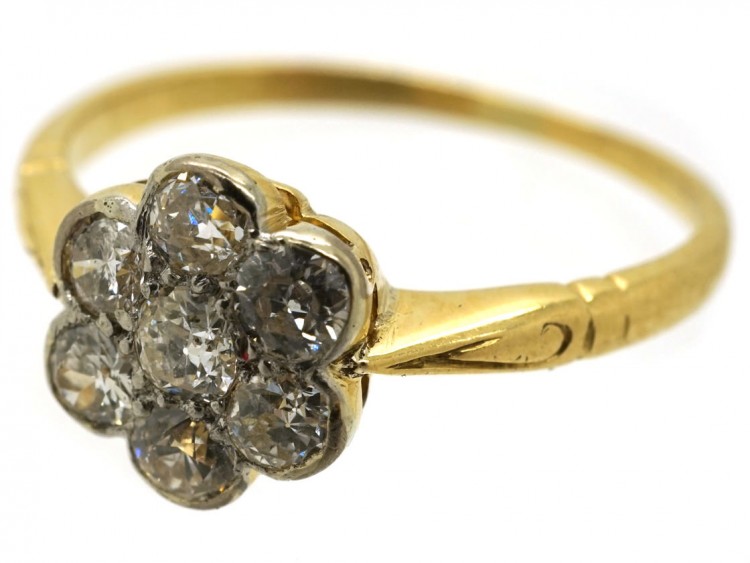 Edwardian 18ct Gold & Platinum, Diamond Cluster Ring