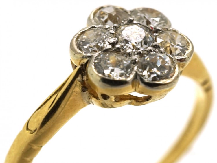 Edwardian 18ct Gold & Platinum, Diamond Cluster Ring