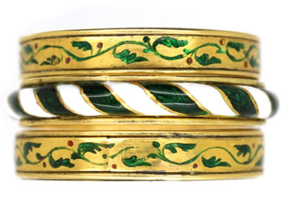 Victorian Triple Set of 18ct Gold & Enamel Rings