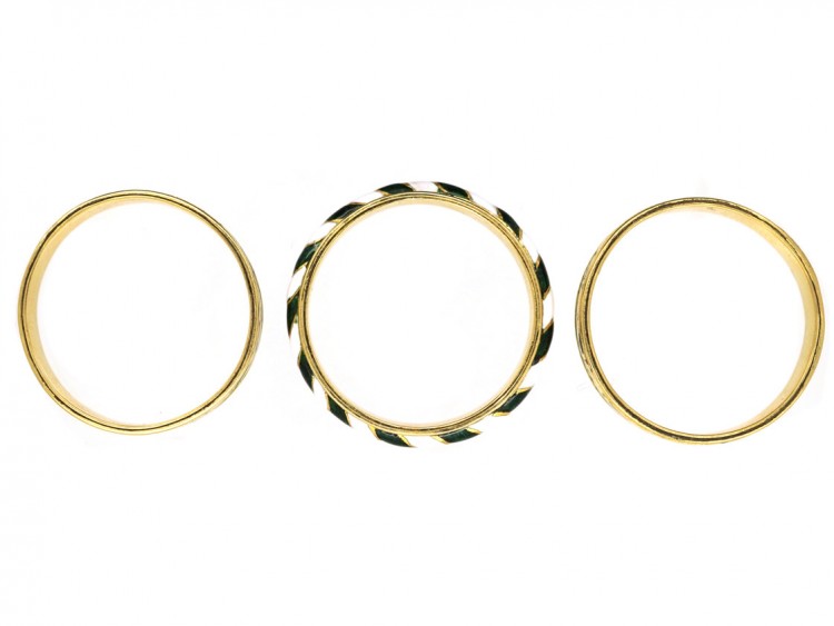 Victorian Triple Set of 18ct Gold & Enamel Rings